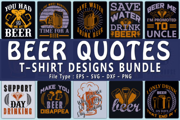 Beer t-shirt designs bundle of 20 vector images