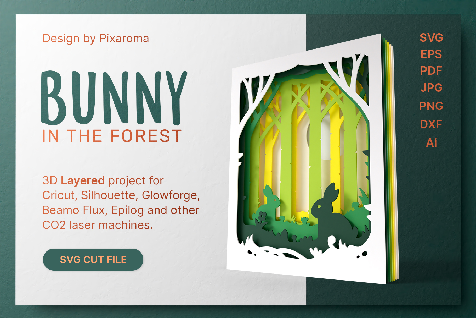 Download Bunny In The Forest 3d Layered Svg Cut Graphic By Pixaroma Creative Fabrica