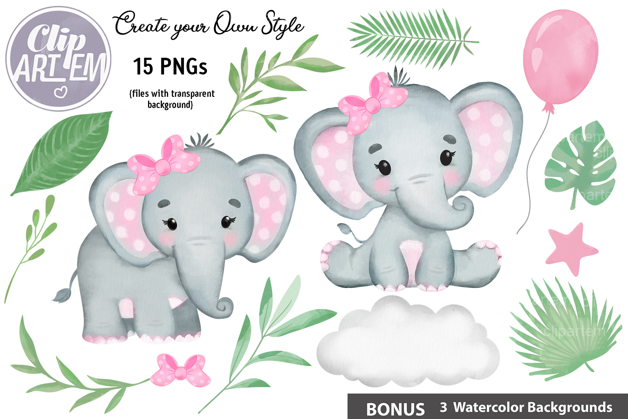 pink elephant clip art free