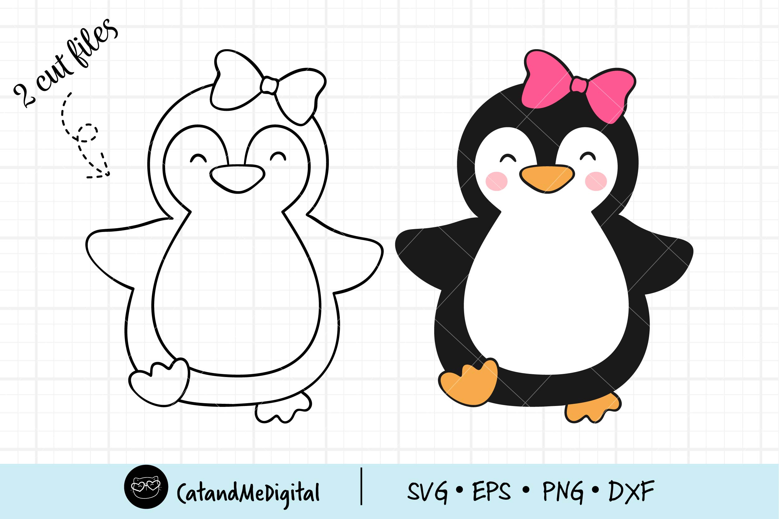 Penguin With Bow Graphic By Catandme Creative Fabrica