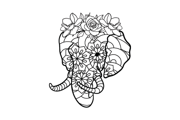Download Elephant Mandala with Flower Crown SVG File - SVG Grabber Get ...