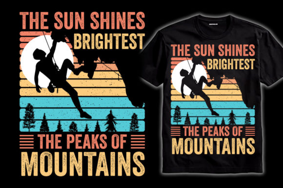 Mountain Typography Graphics For Tshirt Design With Mountains Sun