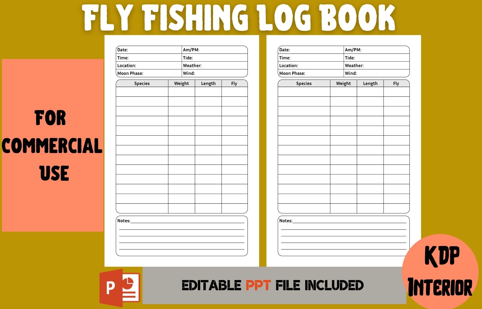 Fly Fishing Log Book  KDP Interior Graphic by Cool Worker · Creative  Fabrica