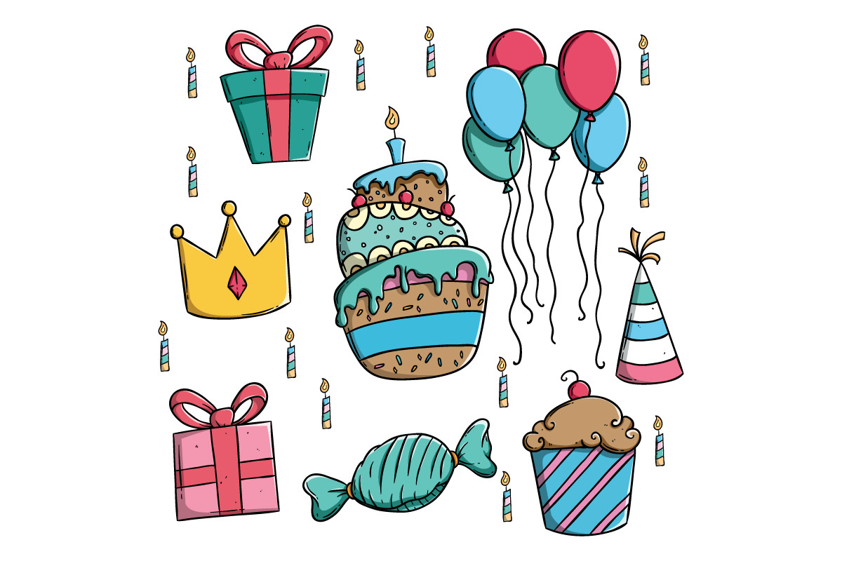 Set of Colorful Birthday Elements Graphic by PadmaSanjaya · Creative ...