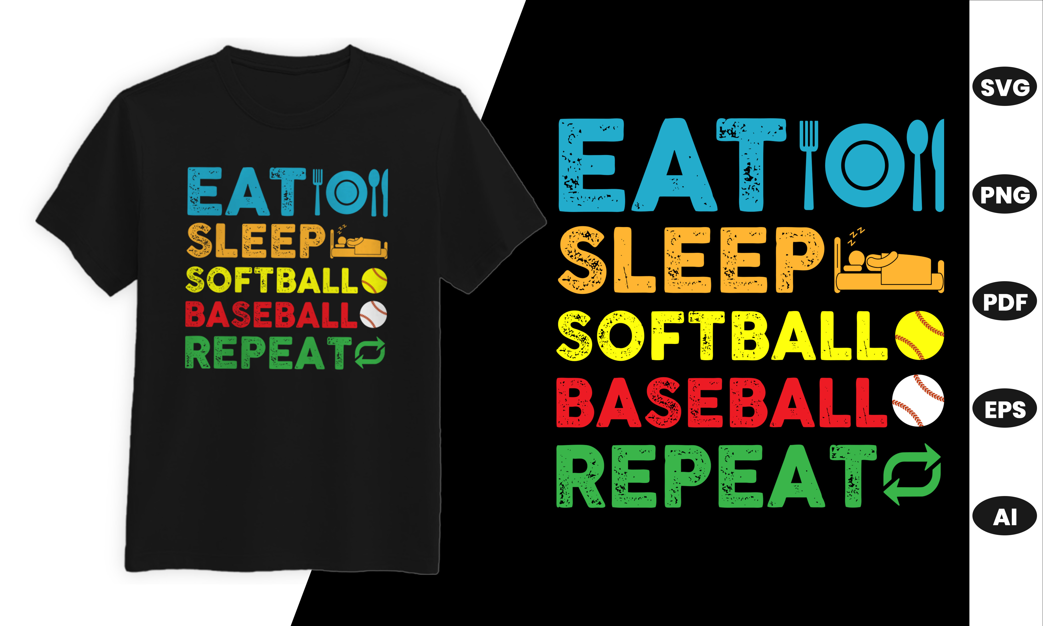 Eat Sleep Baseball Softball Repeat Graphic by rajjdesign · Creative Fabrica