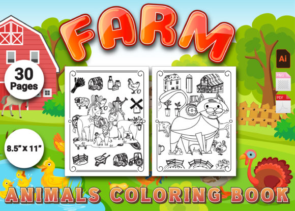 Download Farm Animals Coloring Book For Kids Graphic By Simran Store Creative Fabrica