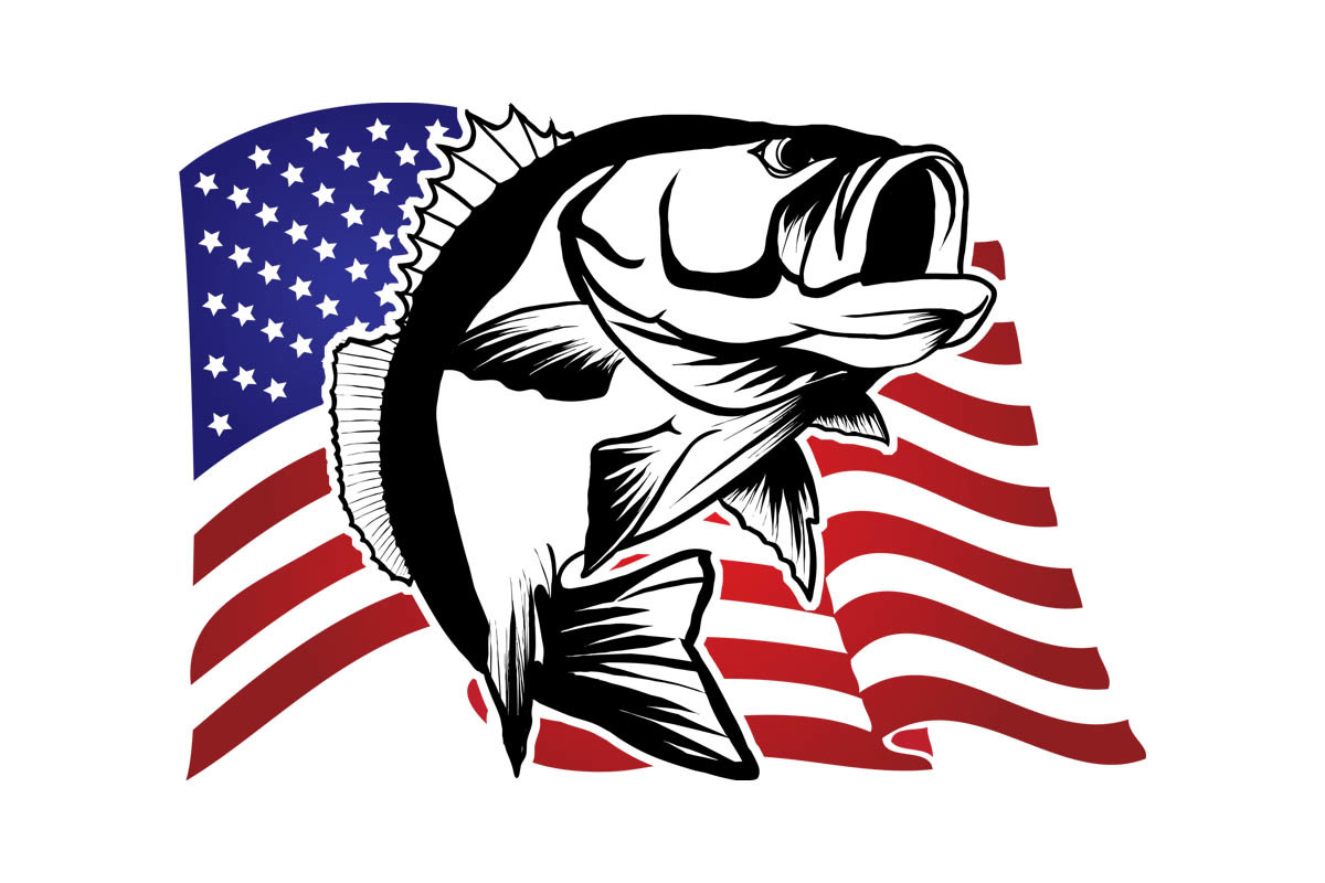 Bass Fishing Waving American Flag Graphic by SunandMoon · Creative Fabrica