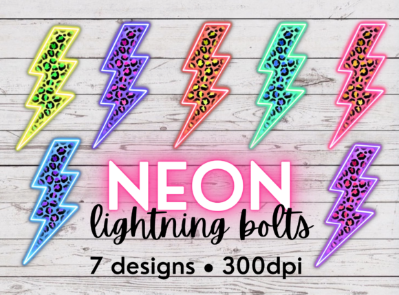 Neon Lightning Bolt Design Bundle Graphic by All Things Niki · Creative  Fabrica