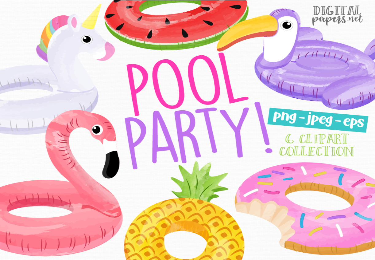 POOL PARTY Png Bundle Flamingo Floatie Png Pool (Instant Download) 