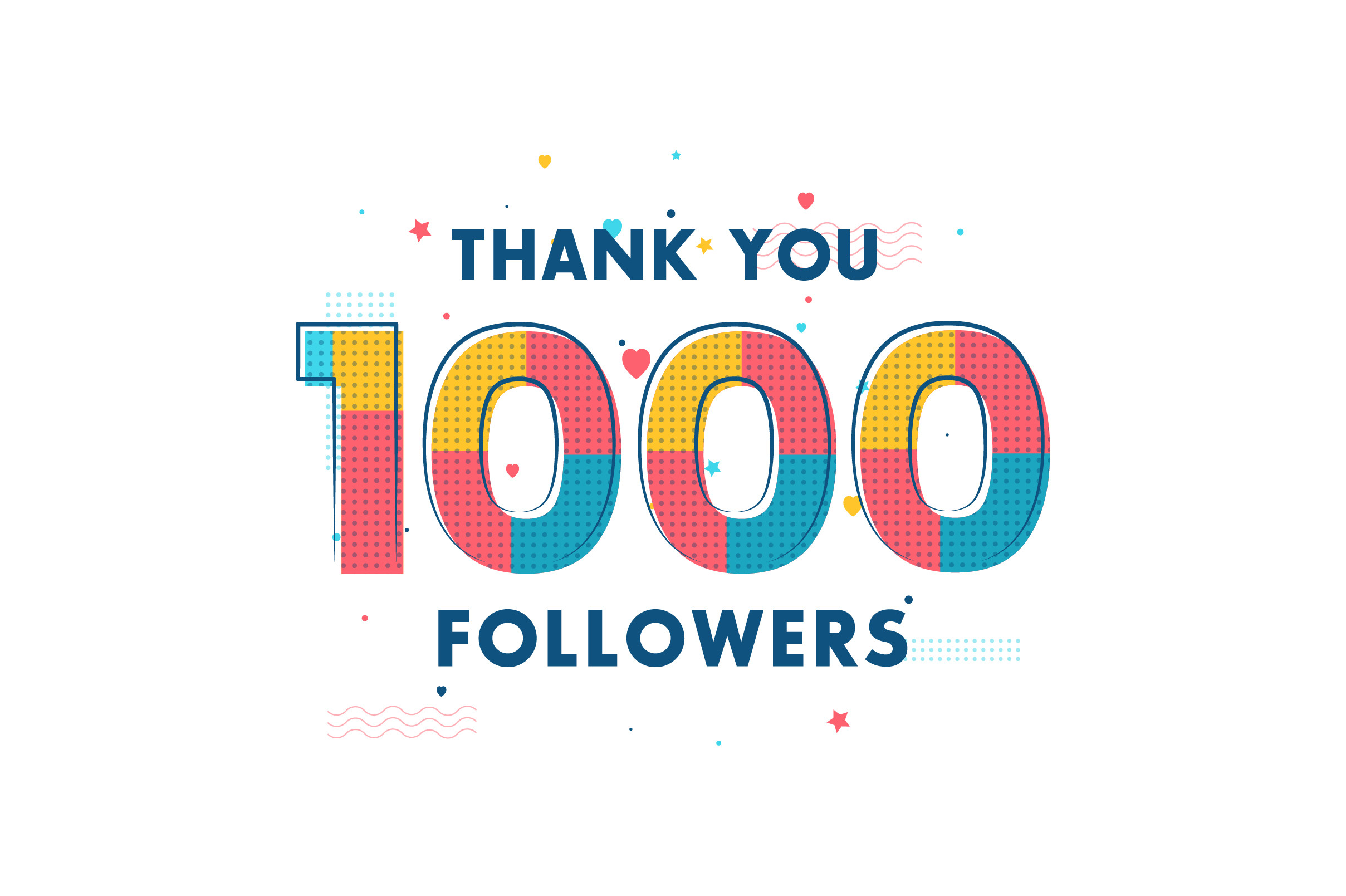 Thank You 1000 Followers Celebration Graphic By Stockia · Creative Fabrica