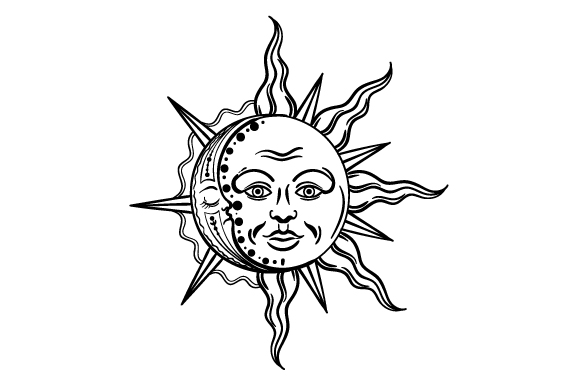 Half Sun and Half Moon SVG Cut file by Creative Fabrica Crafts ...