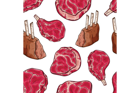 Tasty Raw Steak Meat Seamless Pattern Graphic by PadmaSanjaya · Creative  Fabrica