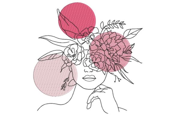 Face with Flowers - Beautiful and sleek. this amazing embroidery design is here to impress! It will stitch out perfectly onto any fabric that needs an exquisite accent. This machine embroidery design comes with multiple embroidery file formats and can be used with multiple e