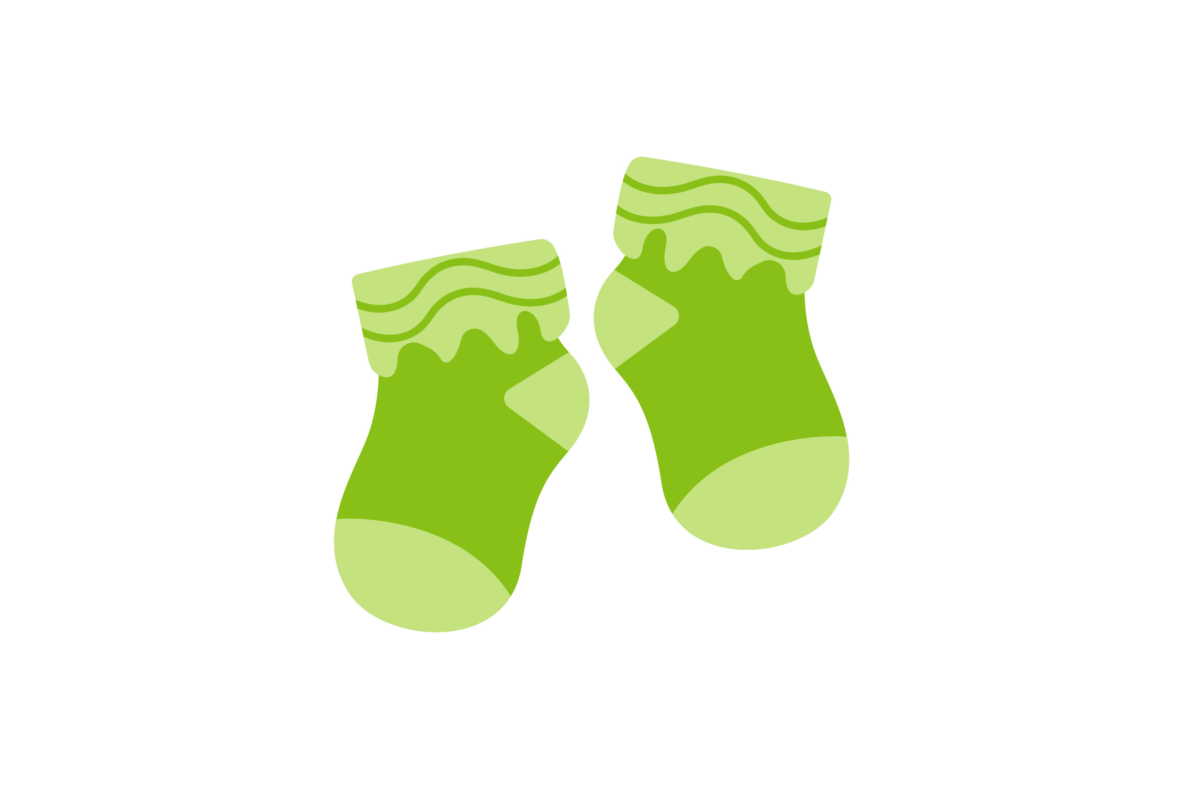 Vector Baby Socks Silhouette. Isolated Elements on a White