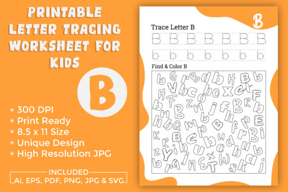 Letter Tracing Worksheet for Kids a to Z Bundle · Creative Fabrica