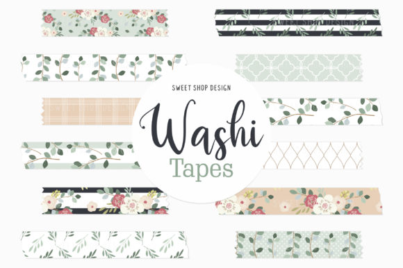 Digital Washi Tape FLORAL EUCALYPTUS Graphic by Sweet Shop Design ·  Creative Fabrica
