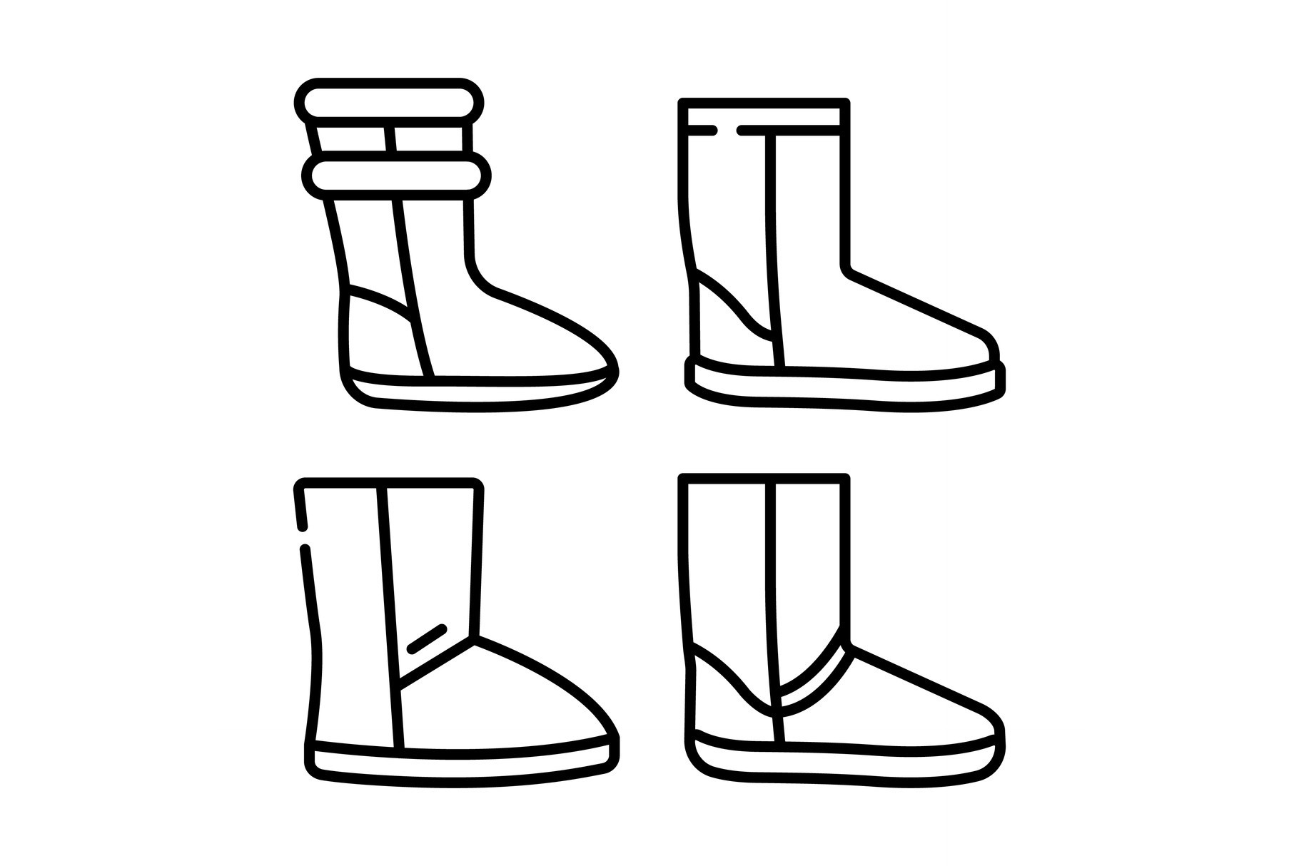 Ugg Boots Icons Set, Outline Style Graphic by ylivdesign · Creative Fabrica