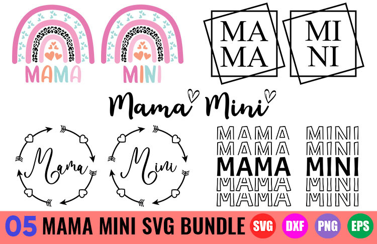 Mama and Mini SVG Bundle  Mama Mini SVG Graphic by GraphicsTreasures ·  Creative Fabrica