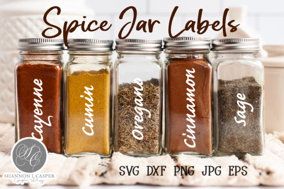 Spice Jar Pantry Labels with 5 Borders Graphic by Shannon Casper · Creative  Fabrica