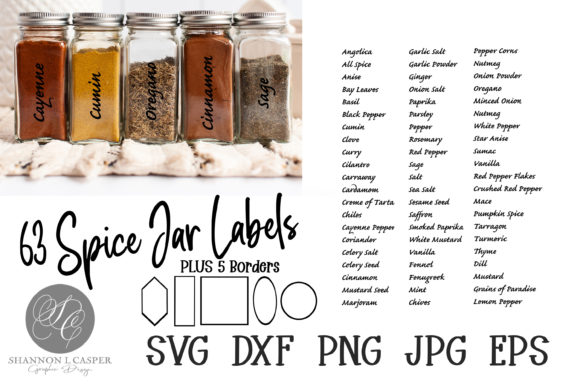 Kitchen Pantry Spice Labels with Borders Graphic by Shannon Casper ·  Creative Fabrica