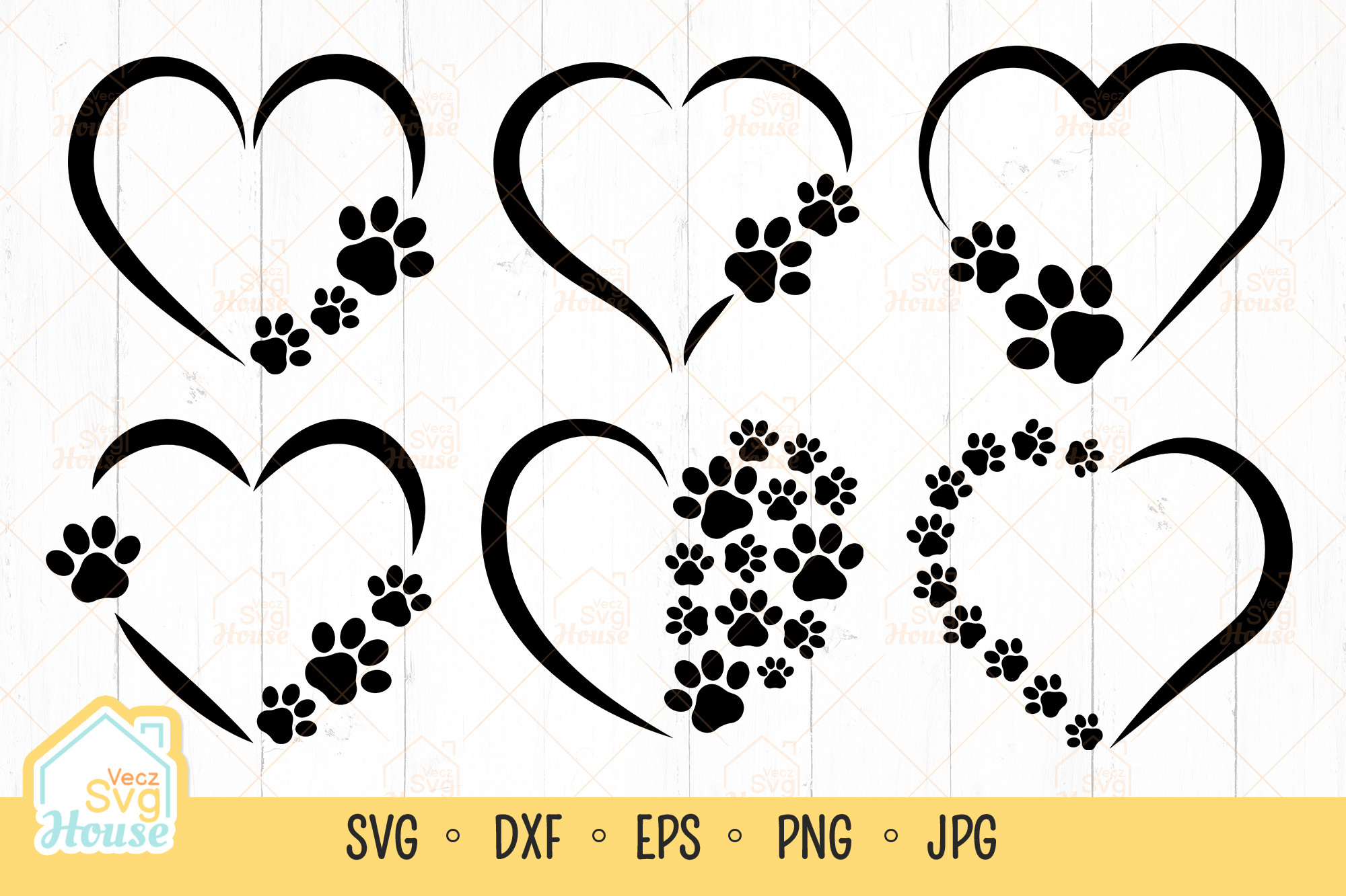 Dog Paw Print Heart Frame Monogram SVG Graphic by VeczSvgHouse