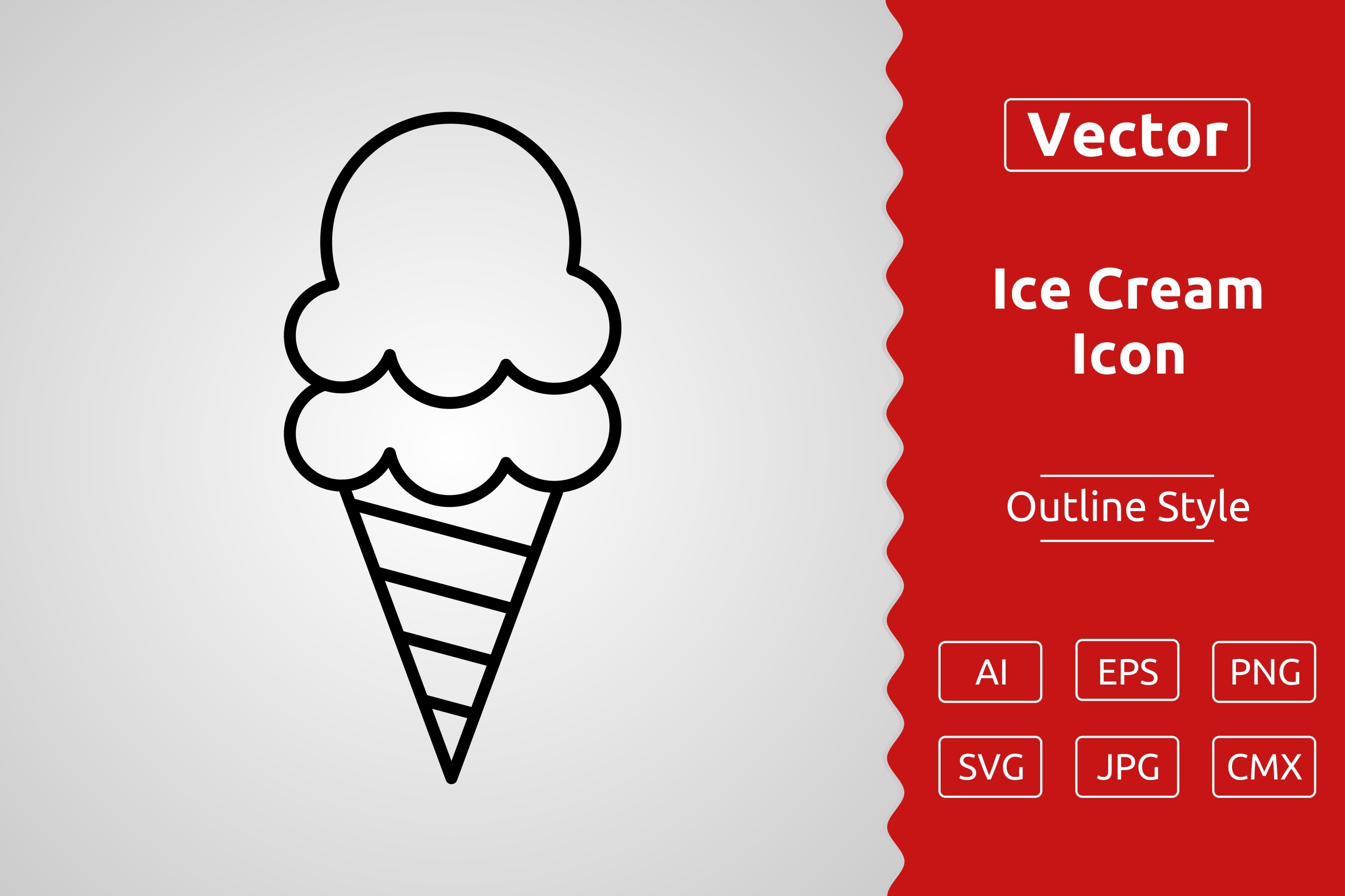 Vector Ice Cream Outline Icon Illustration par Muhammad Atiq · Creative ...