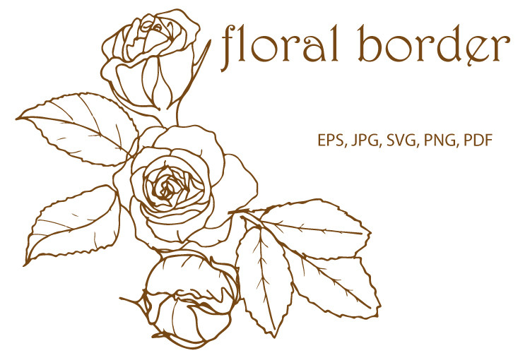 FLORAL BORDER Svg Rose Border Svg Rose Bundle Svg Flower 