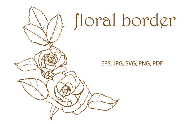 Rose Floral Border, Corner SVG. Vector. Graphic by Cibula