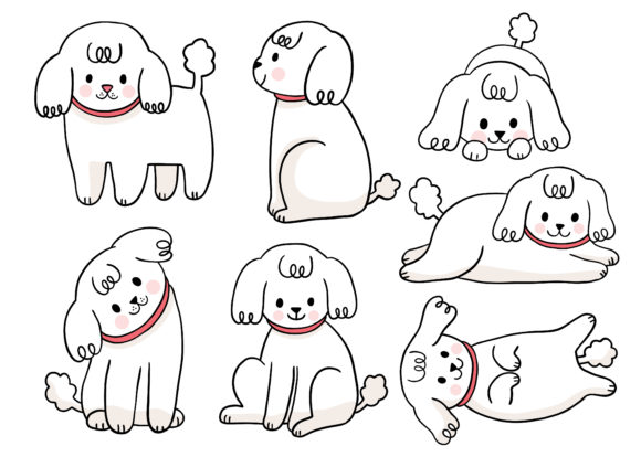 cute dog clipart black and white