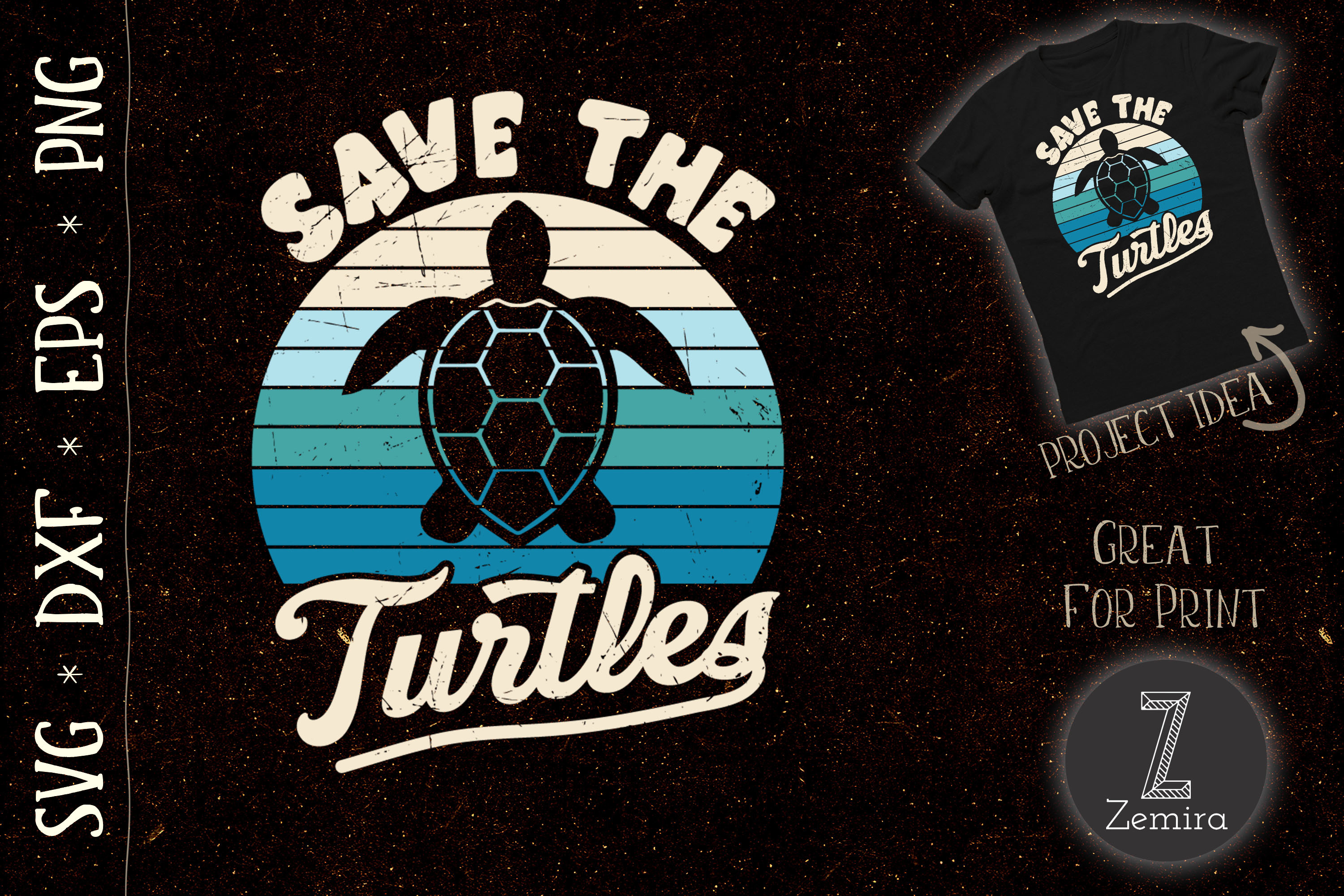 Save the Turtles Rights Retro Sea Turtle Graphic by Zemira · Creative ...