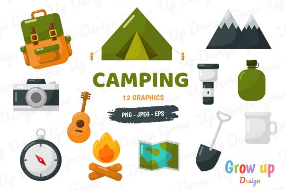 Camping Necessities Graphic by Fauzia Studio · Creative Fabrica