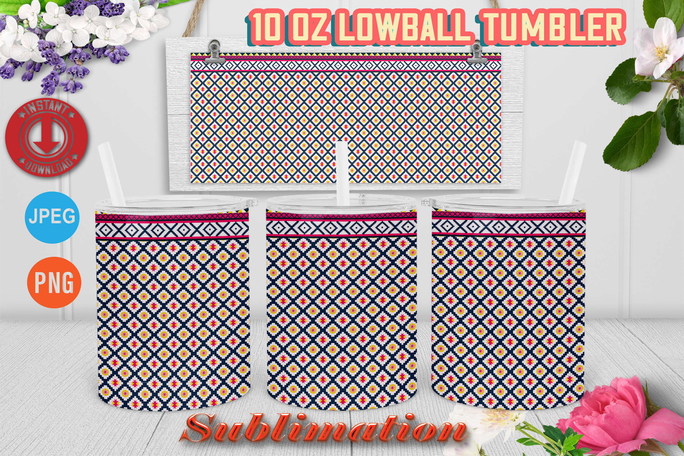 10oz Lowball Tumbler Straight Pattern Graphic by Digital Art Shop