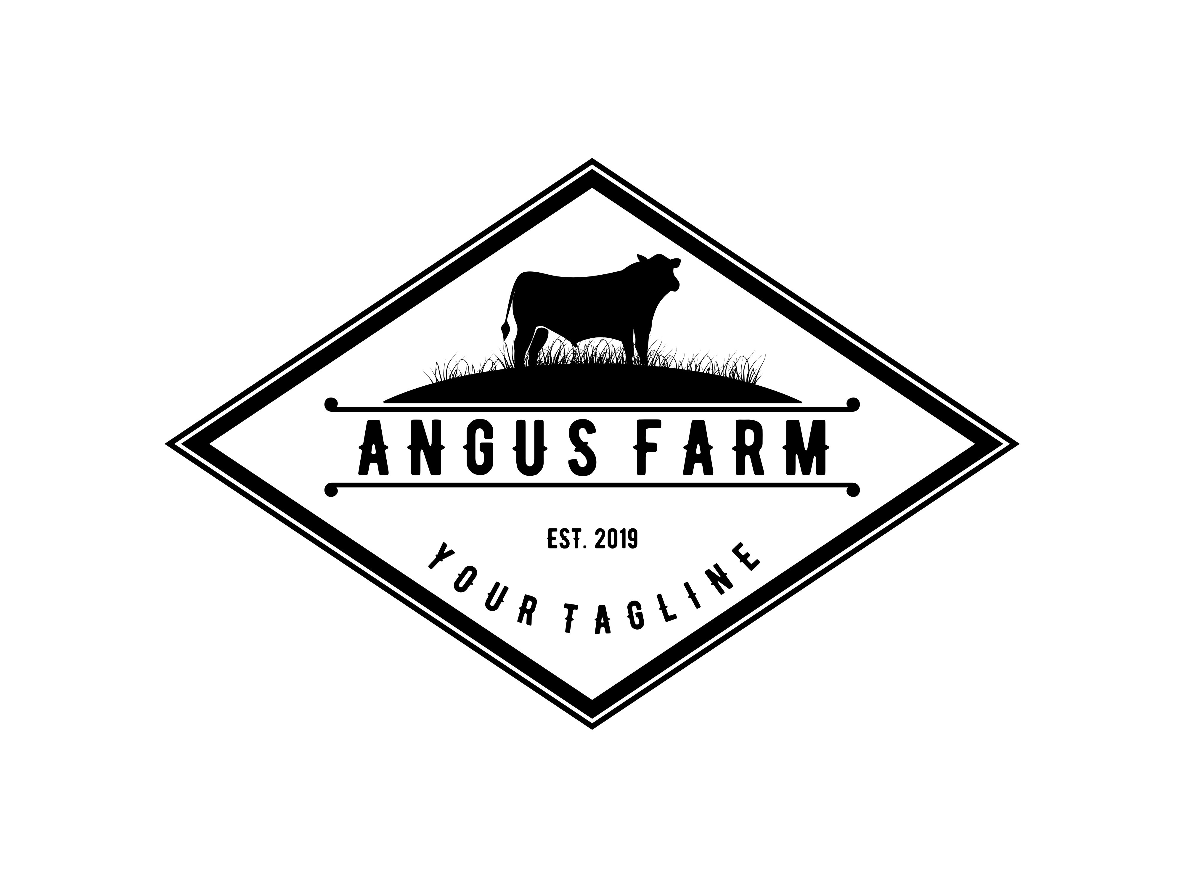 Angus Farm Cattle Badge Graphic by shikatso · Creative Fabrica