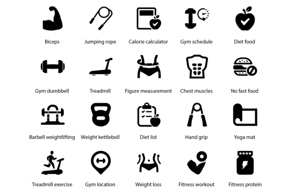 Fitness Gym Icons from GraphicRiver