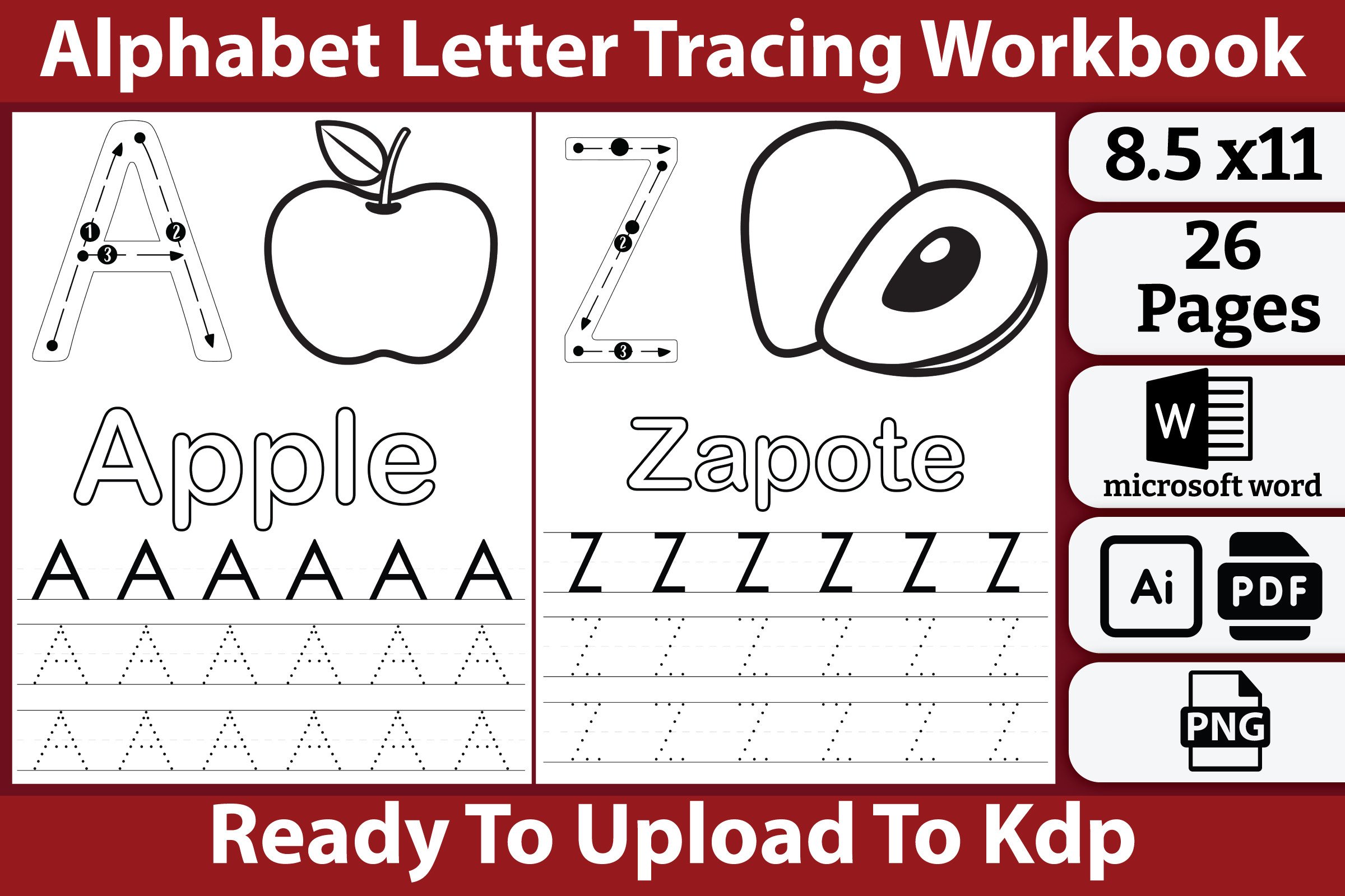 Alphabet Letter Tracing Workbook Graphic by kdpkawsarmia · Creative Fabrica