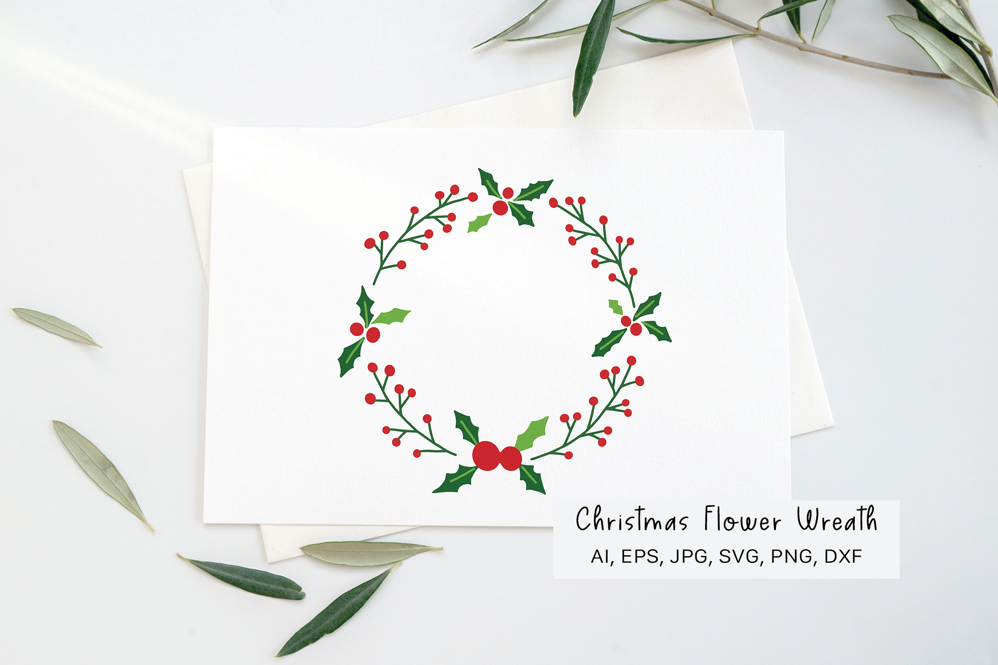 Holly Wreath Svg, Christmas Wreath Svg, Graphic by mangpor2004 ...
