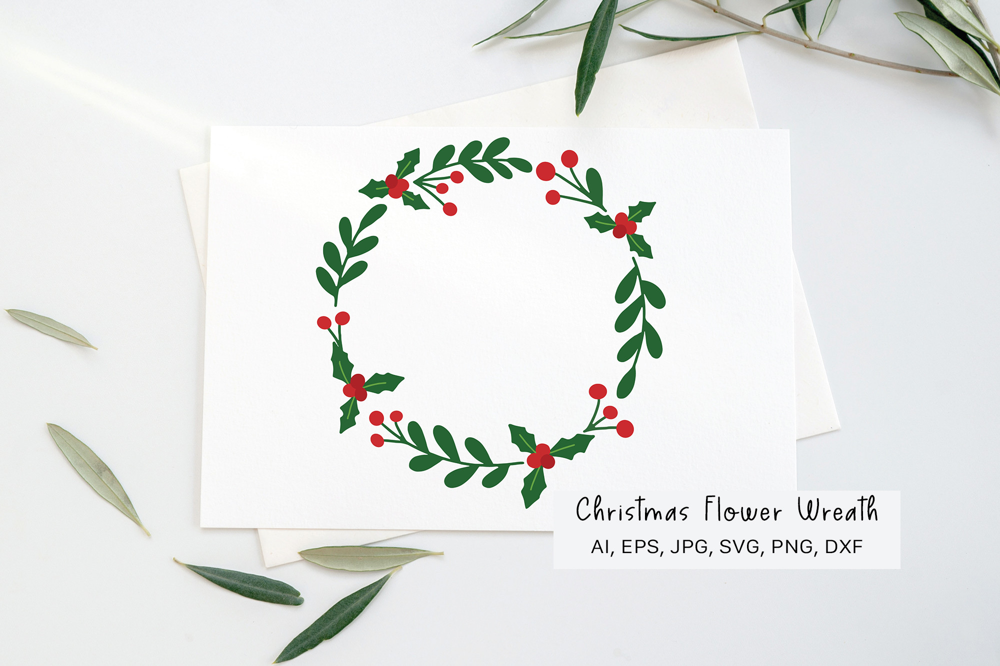 Holly Wreath Svg, Christmas Wreath Svg, Graphic by mangpor2004 ...