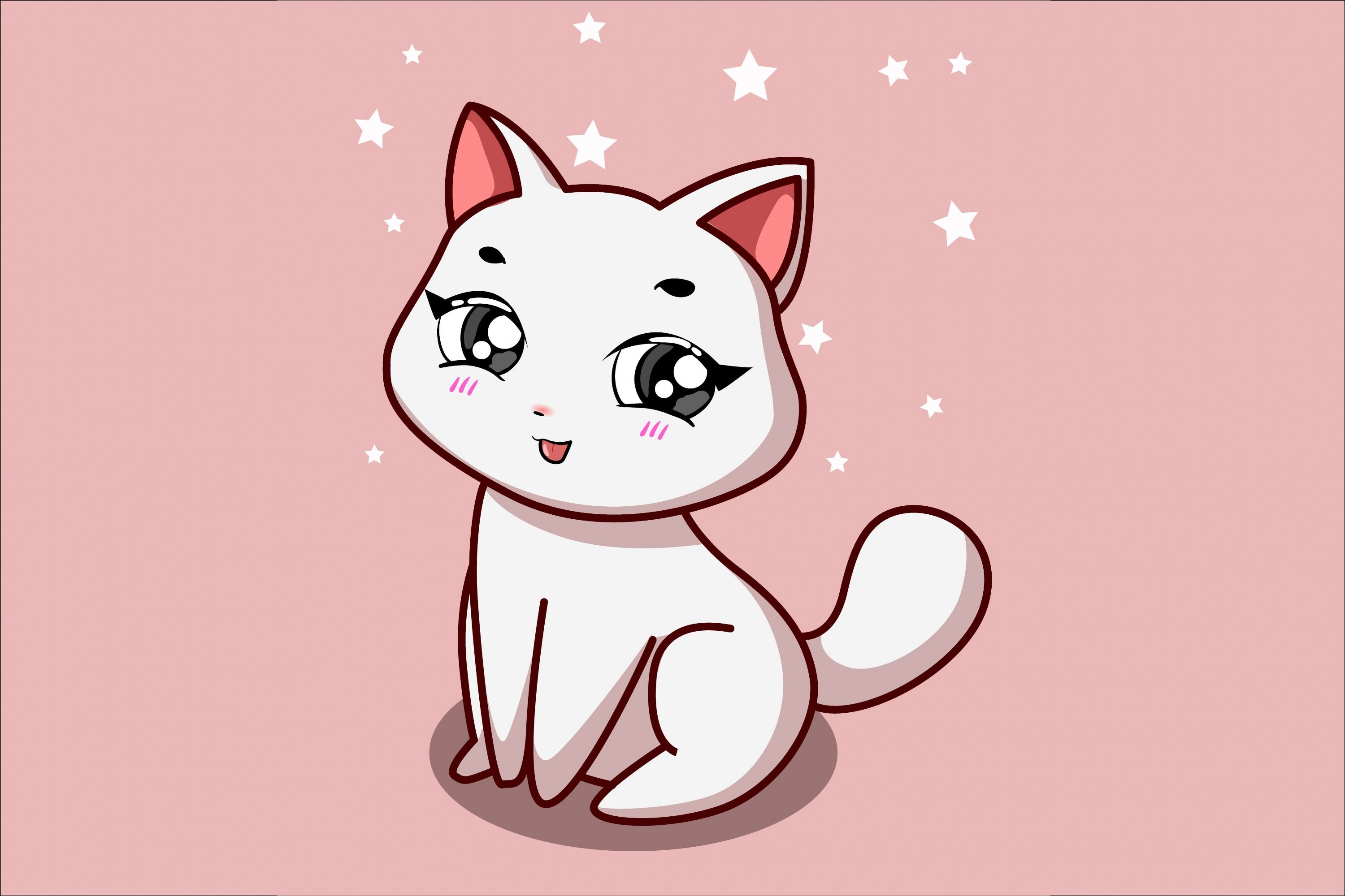 Premium Vector  Sweet feline a pink kawaii cartoon cat icon with saturated  colors white and amber accents and ani