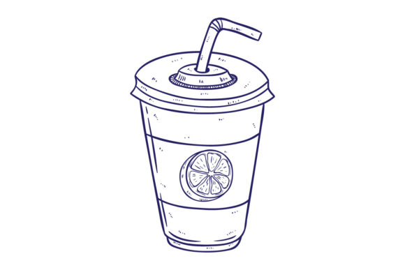 Hand Drawing Soda Drink Cup with Straw Graphic by PadmaSanjaya