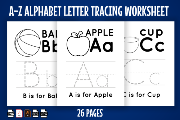 A-z Alphabet Letter Tracing Worksheet Graphic by KDP_ Queen · Creative ...
