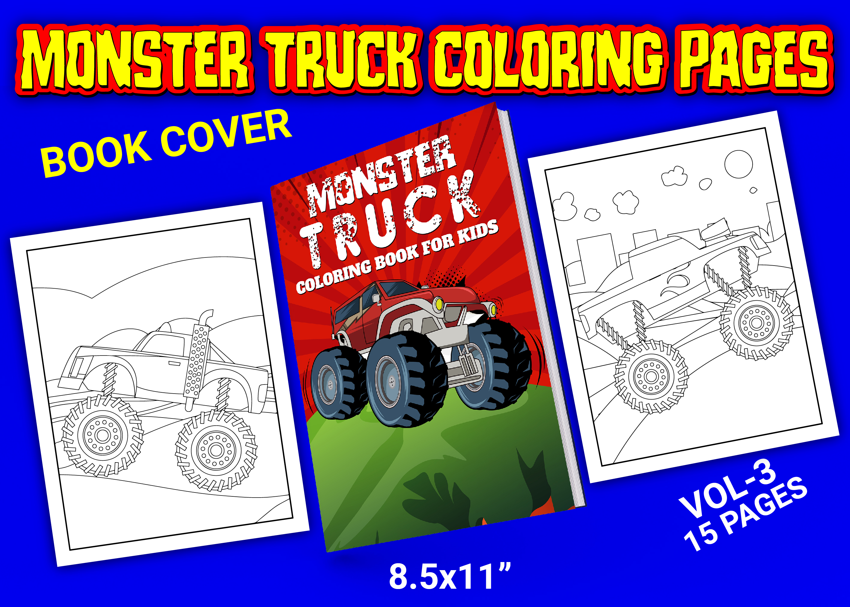Premium Vector  Printable monster truck coloring pages for kids premium  vector