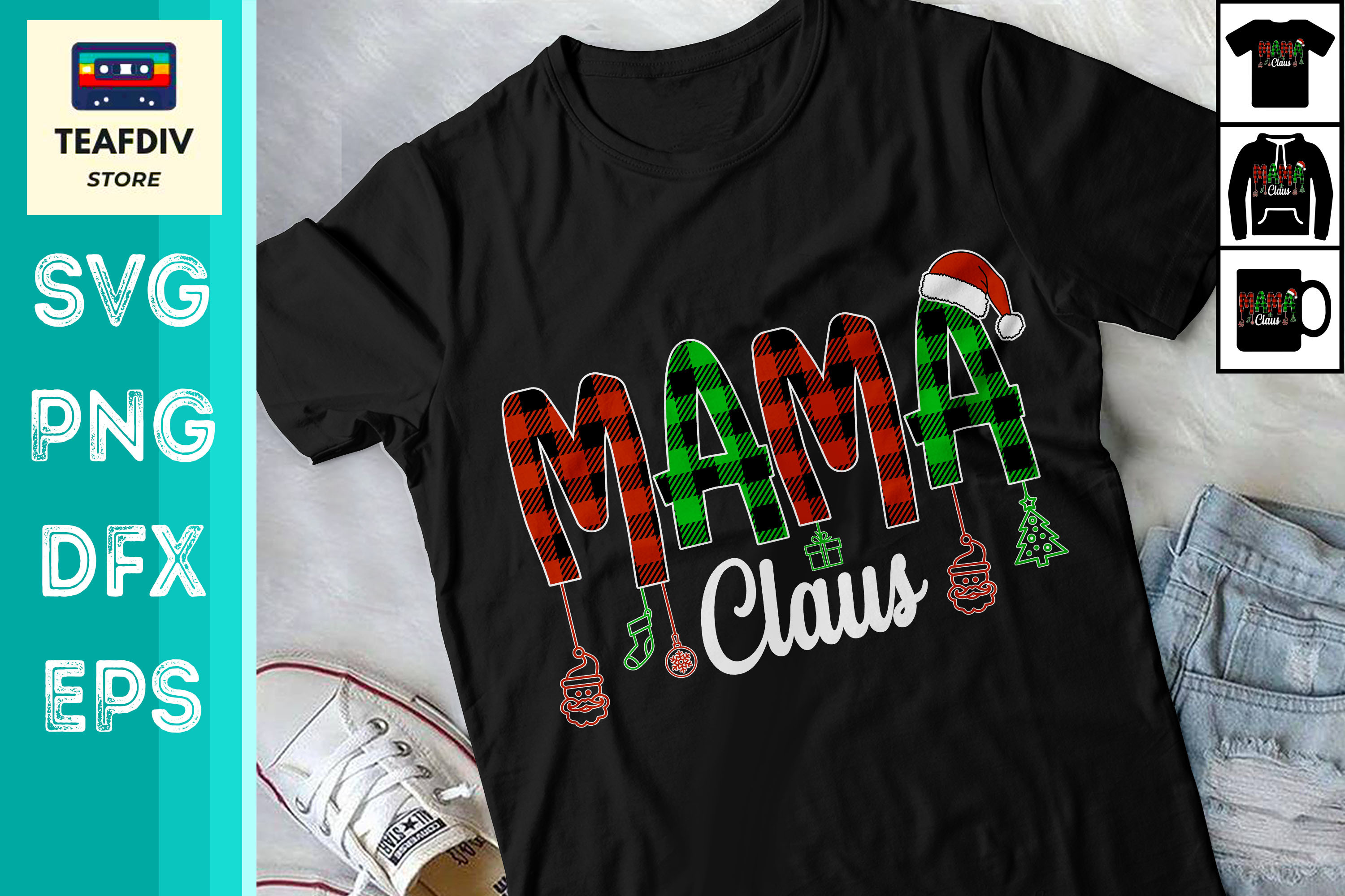 Mama Claus, Family Christmas SVG Graphic by TeafDiv · Creative Fabrica