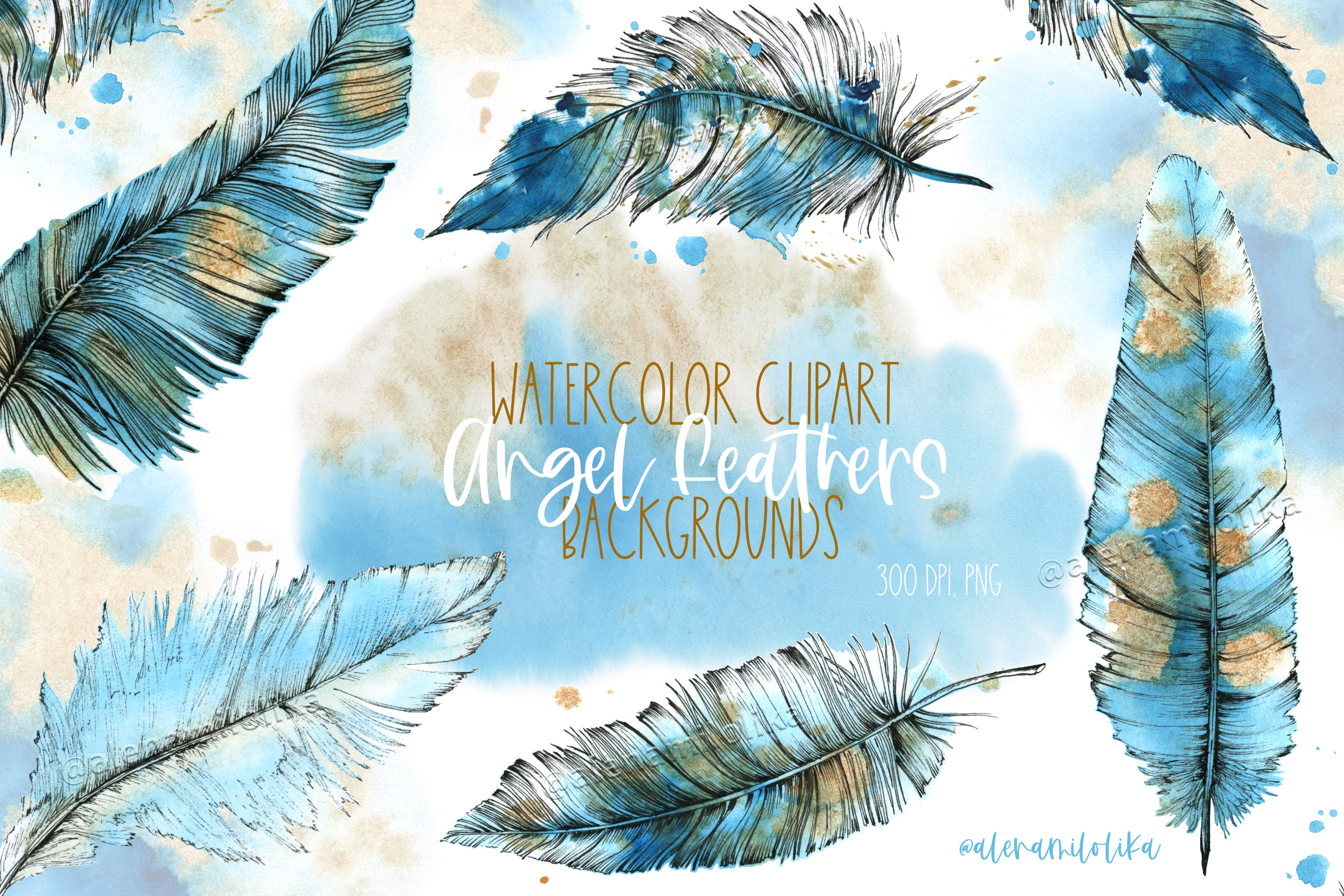 Watercolor Yellow Feathers Graphic · Creative Fabrica