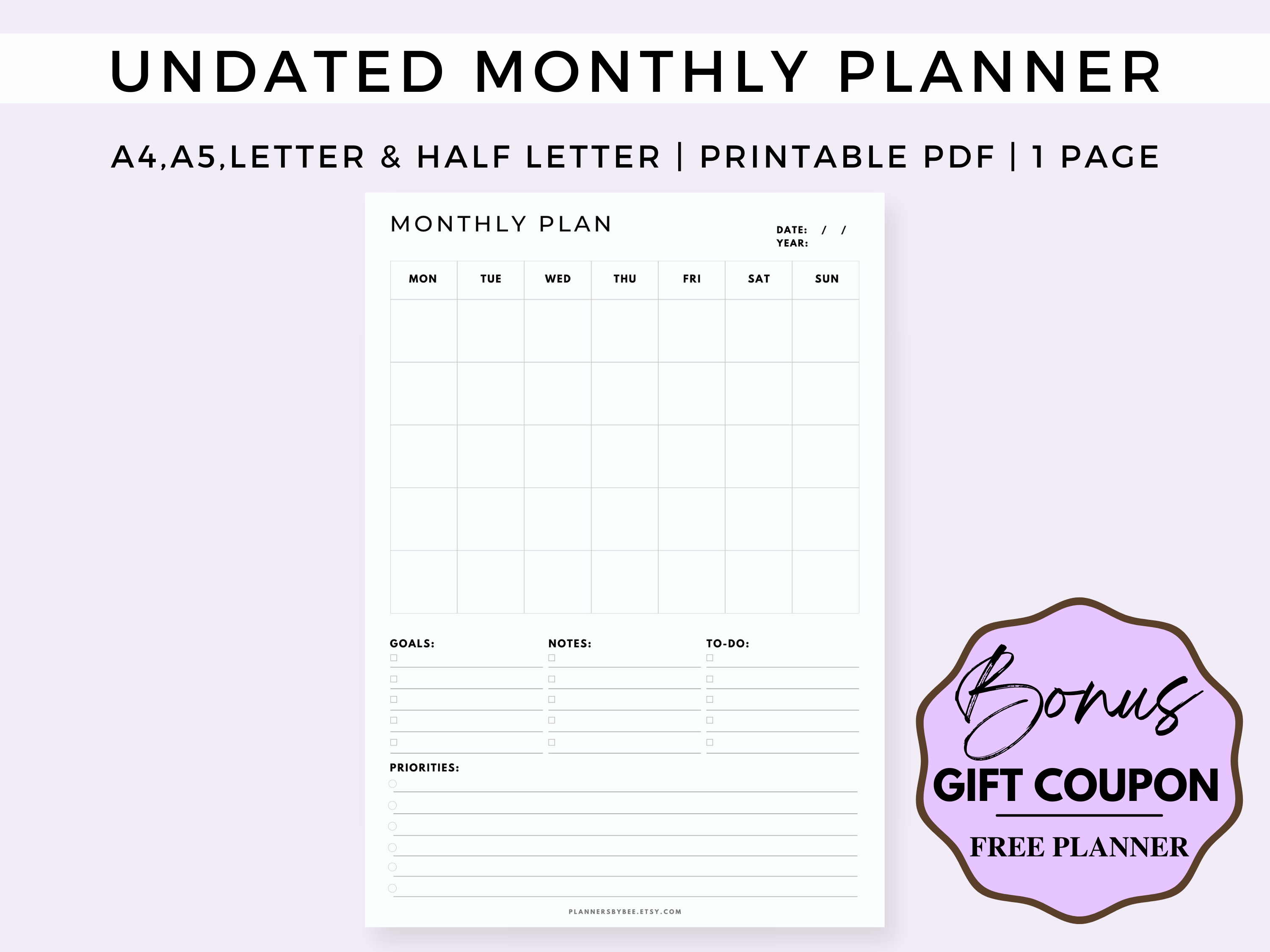 2024 Monthly Goal Planner, Monthly to Do List, Monthly Organizer, Monthly  Agenda, Month at a Glance, Printable & Fillable, A4/a5/letter/half 