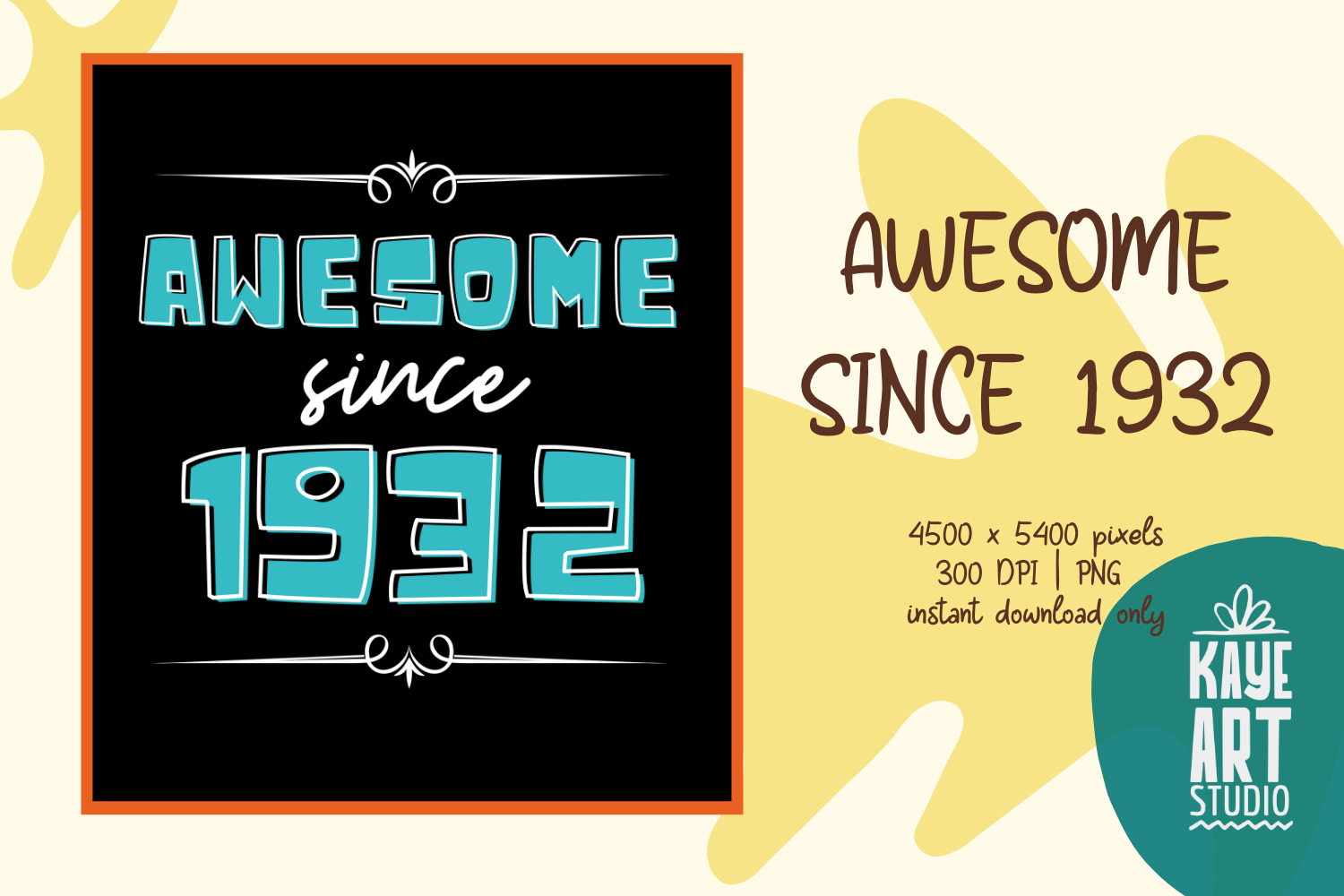 Awesome Since 1932 Sublimation Clip Art Graphic by kayeartstudio ...