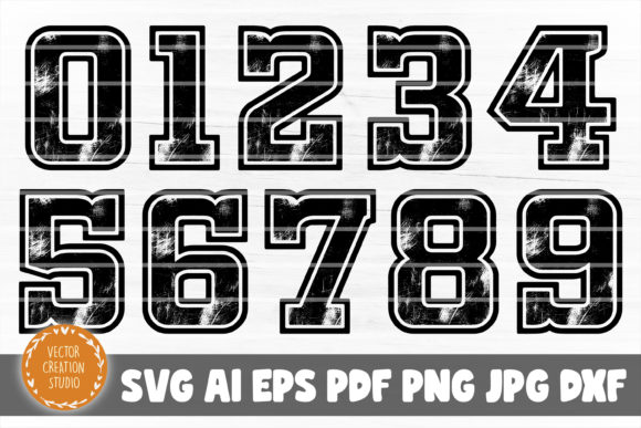 Disstressed Numbers SVG Font Clipart Graphic by VectorCreationStudio ...