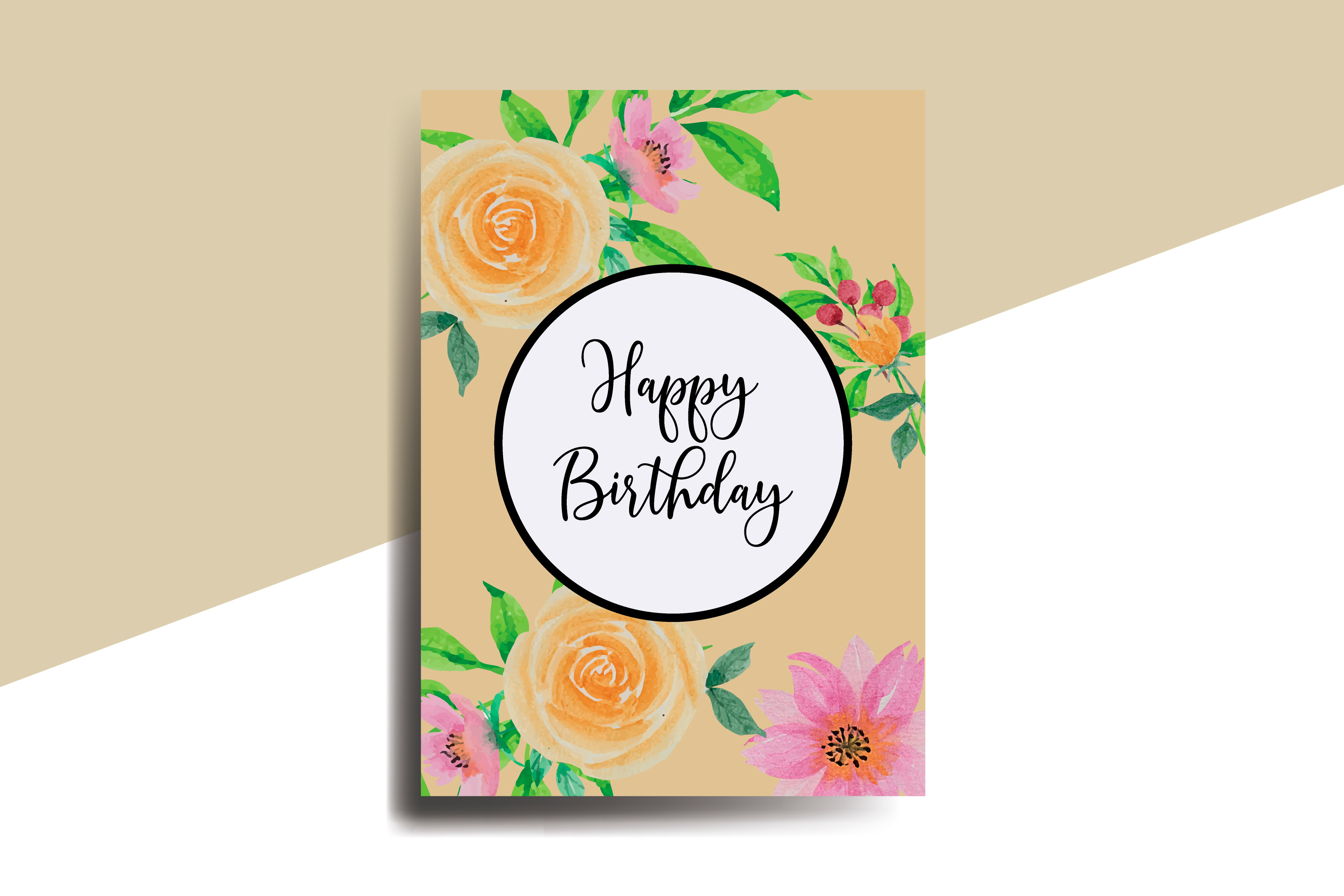 Birthday Card Orange Rose Flower SVG Graphic by Dender Studio ...