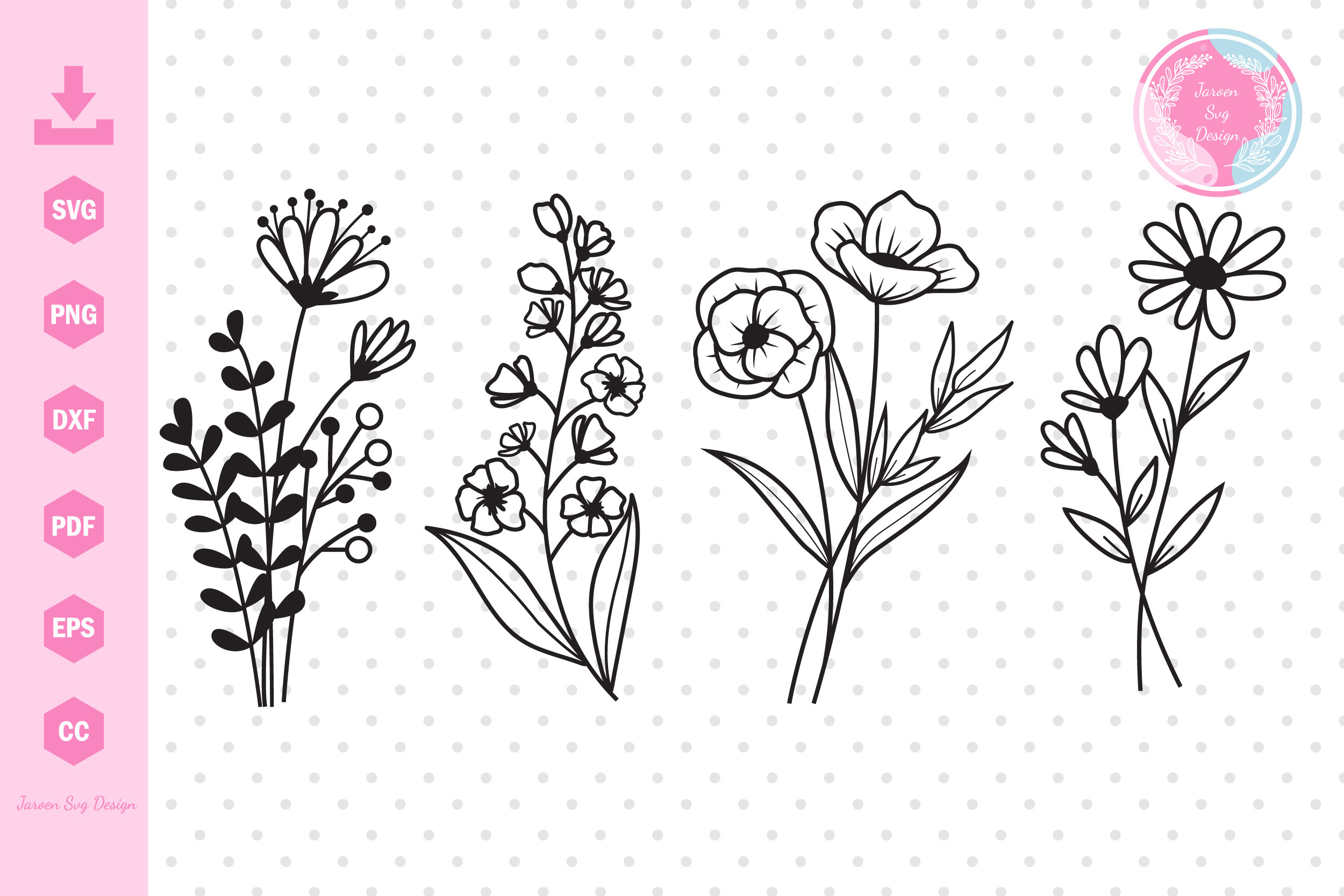 Flowers Stickers.Flowers in Hand Sticker Graphic by vitaminka26 · Creative  Fabrica