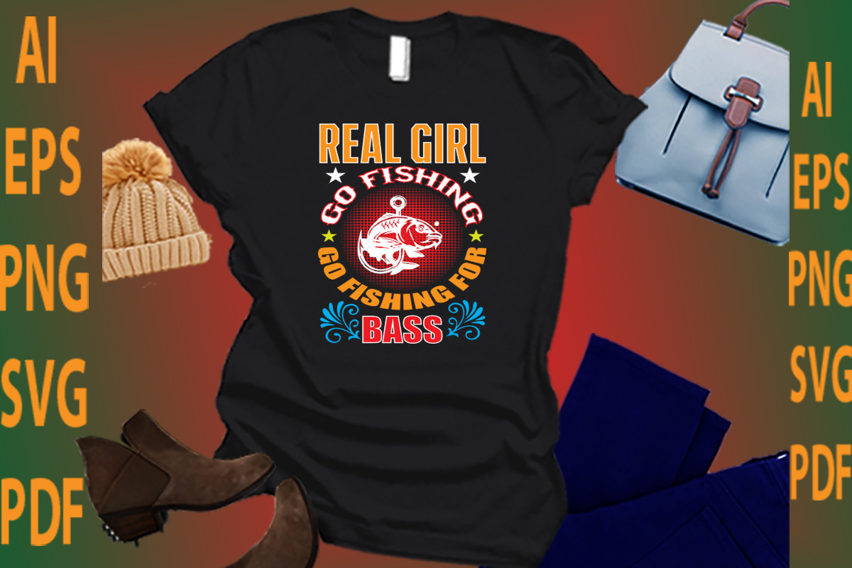 Real Girl Go Fishing Go Fishing for Bass Graphic by Badhon Design Store ...