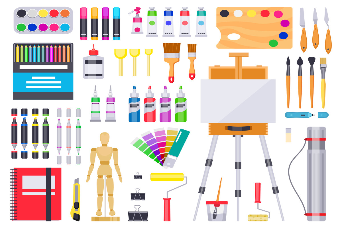 Arts and Crafts Supplies Clipart Set Graphic by draftsndoodles · Creative  Fabrica